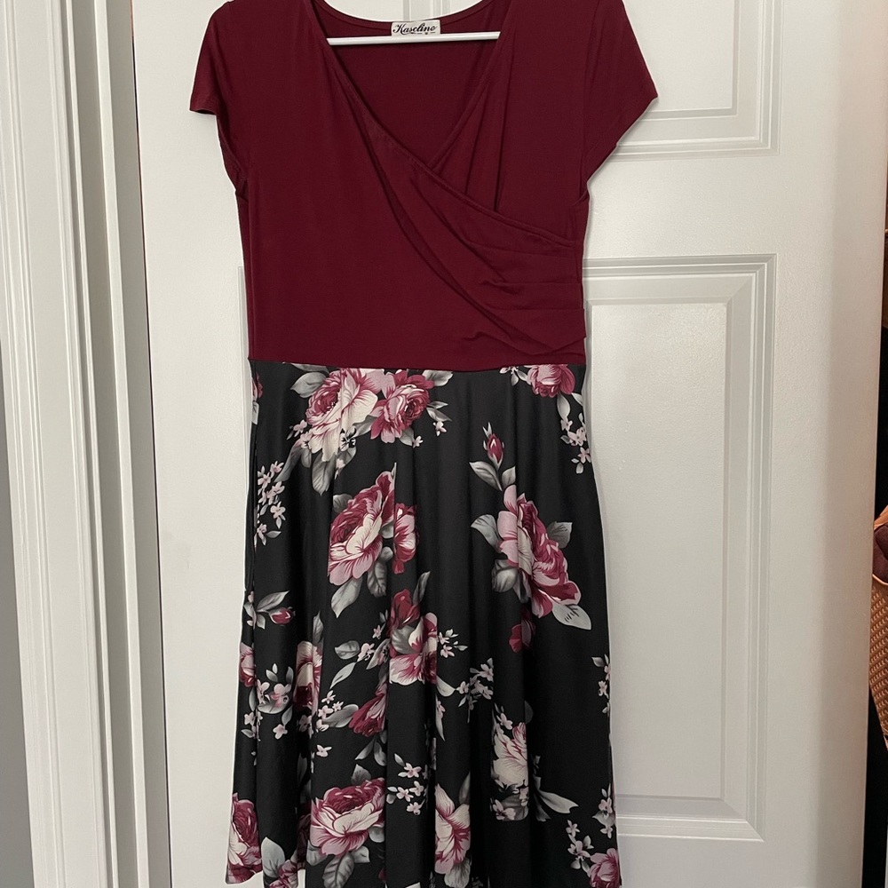 Maroon Floral Dress